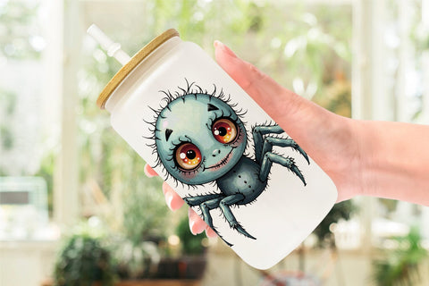 Glass Can Halloween Characters Watercolor Sublimation artnoy 