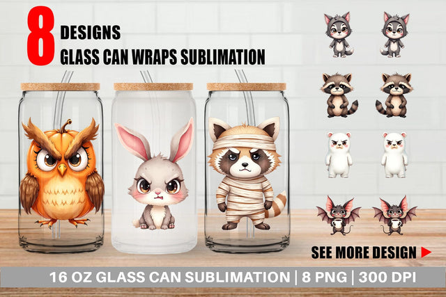 Glass Can Halloween Critters Sublimation artnoy 