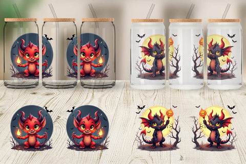 Glass Can Halloween Demon Spark Sublimation artnoy 