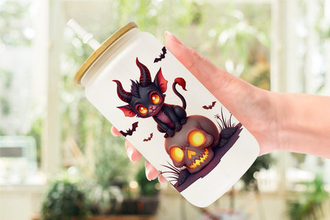 Glass Can Halloween Demon Spark Sublimation artnoy 