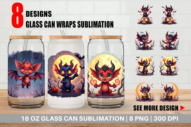 Glass Can Halloween Demon Spark Sublimation artnoy 