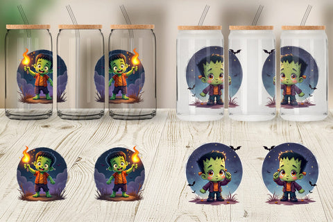 Glass Can Halloween Franky Bolt Sublimation artnoy 