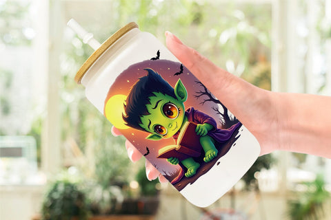 Glass Can Halloween Franky Bolt Sublimation artnoy 