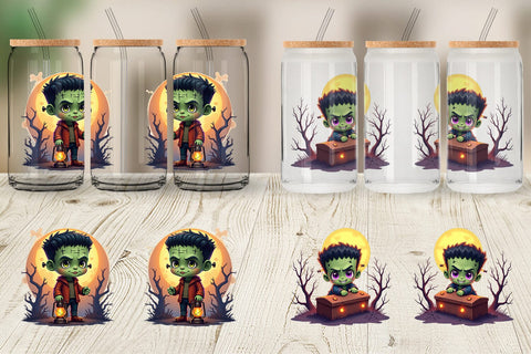 Glass Can Halloween Franky Bolt Sublimation artnoy 