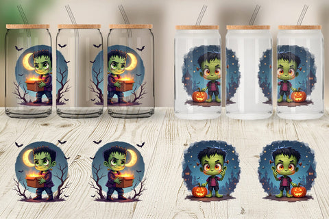 Glass Can Halloween Franky Bolt Sublimation artnoy 