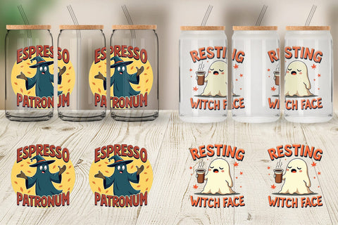 Glass Can Halloween Ghost Coffee Sublimation artnoy 