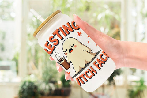 Glass Can Halloween Ghost Coffee Sublimation artnoy 