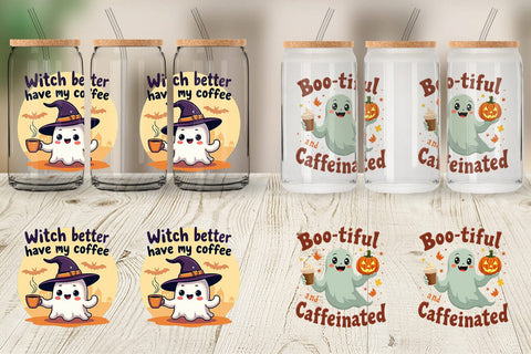 Glass Can Halloween Ghost Coffee Sublimation artnoy 