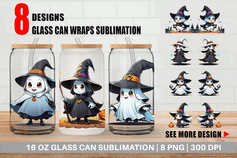 Glass Can Halloween Ghost Sublimation artnoy 