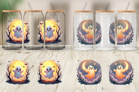 Glass Can Halloween Ghostly Charm Sublimation artnoy 