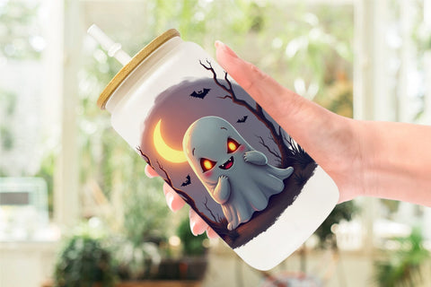 Glass Can Halloween Ghostly Charm Sublimation artnoy 