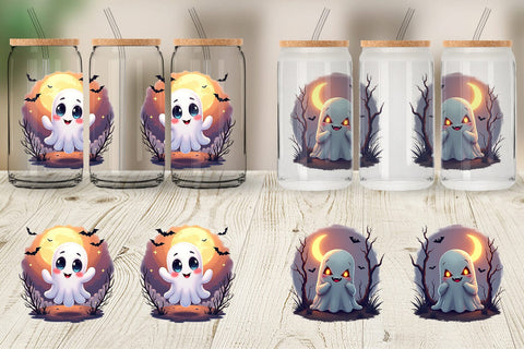 Glass Can Halloween Ghostly Charm Sublimation artnoy 