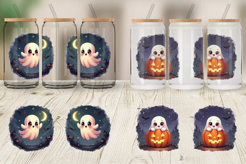 Glass Can Halloween Ghostly Charm Sublimation artnoy 