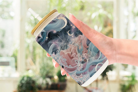 Glass Can Halloween Goth Pattern Sublimation artnoy 