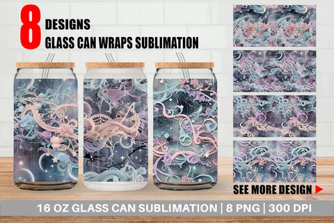 Glass Can Halloween Goth Pattern Sublimation artnoy 