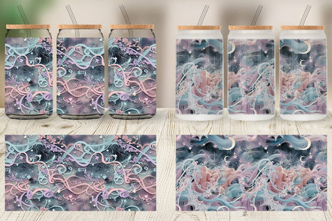 Glass Can Halloween Goth Pattern Sublimation artnoy 