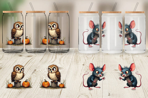 Glass Can Halloween Grumpy Critters Sublimation artnoy 