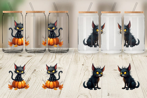 Glass Can Halloween Grumpy Critters Sublimation artnoy 