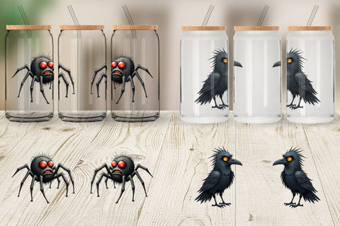 Glass Can Halloween Grumpy Critters Sublimation artnoy 