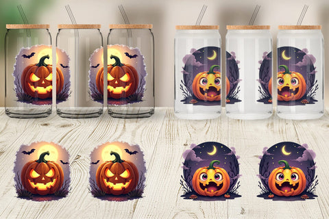 Glass Can Halloween Jack Lantern Sublimation artnoy 