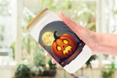 Glass Can Halloween Jack Lantern Sublimation artnoy 
