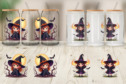 Glass Can Halloween Little Witch Sublimation artnoy 