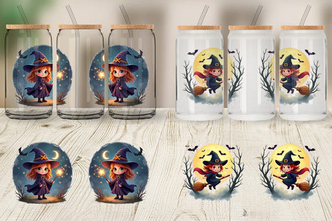 Glass Can Halloween Little Witch Sublimation artnoy 