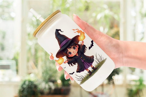Glass Can Halloween Little Witch Sublimation artnoy 