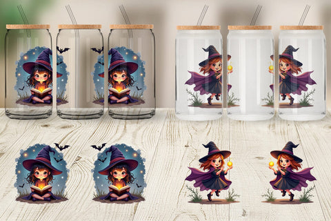 Glass Can Halloween Little Witch Sublimation artnoy 