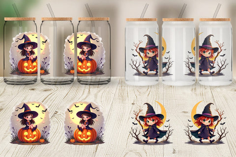 Glass Can Halloween Little Witch Sublimation artnoy 