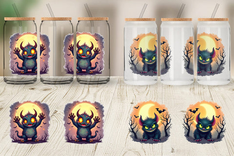 Glass Can Halloween Monster Creep Sublimation artnoy 