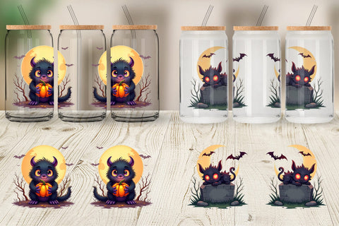 Glass Can Halloween Monster Creep Sublimation artnoy 