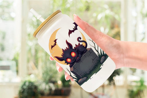 Glass Can Halloween Monster Creep Sublimation artnoy 