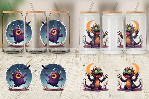 Glass Can Halloween Monster Creep Sublimation artnoy 