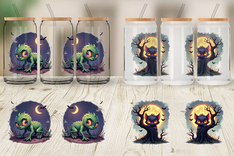 Glass Can Halloween Monster Creep Sublimation artnoy 