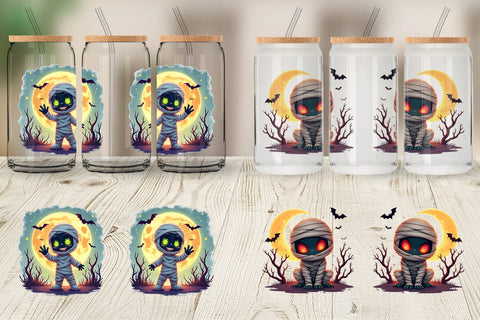 Glass Can Halloween Mummy Wrap Sublimation artnoy 