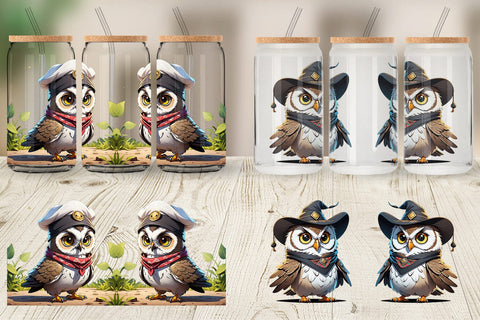 Glass Can Halloween Owl Sublimation artnoy 