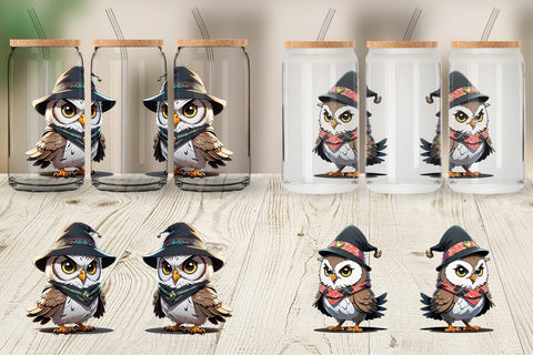 Glass Can Halloween Owl Sublimation artnoy 