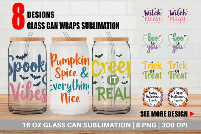 Glass Can Halloween Quotes Sublimation artnoy 