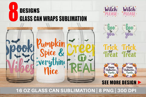 Glass Can Halloween Quotes Sublimation artnoy 