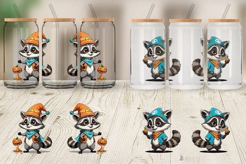 Glass Can Halloween Raccoon Sublimation artnoy 