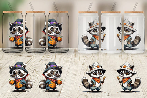 Glass Can Halloween Raccoon Sublimation artnoy 