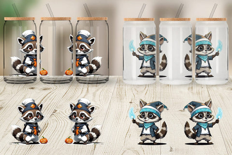 Glass Can Halloween Raccoon Sublimation artnoy 