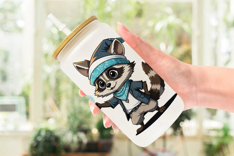 Glass Can Halloween Raccoon Sublimation artnoy 