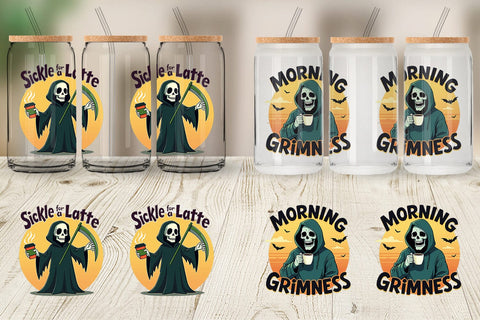 Glass Can Halloween Reaper Coffee Sublimation artnoy 