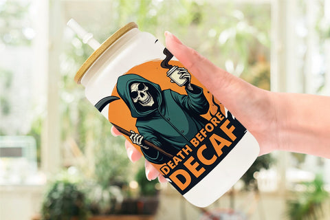 Glass Can Halloween Reaper Coffee Sublimation artnoy 