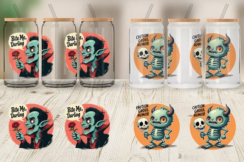 Glass Can Halloween Retro Monster Sublimation artnoy 