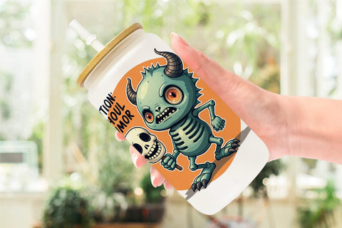 Glass Can Halloween Retro Monster Sublimation artnoy 