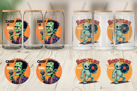 Glass Can Halloween Retro Monster Sublimation artnoy 