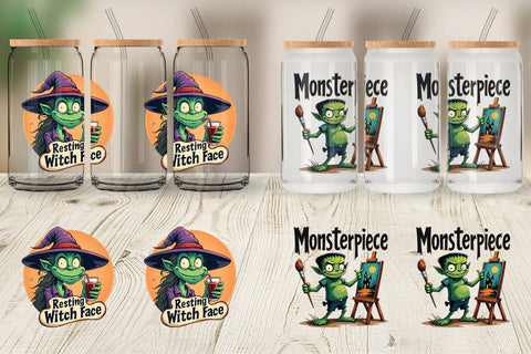 Glass Can Halloween Retro Monster Sublimation artnoy 